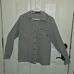 Limited blue and white striped long sleeve blouse